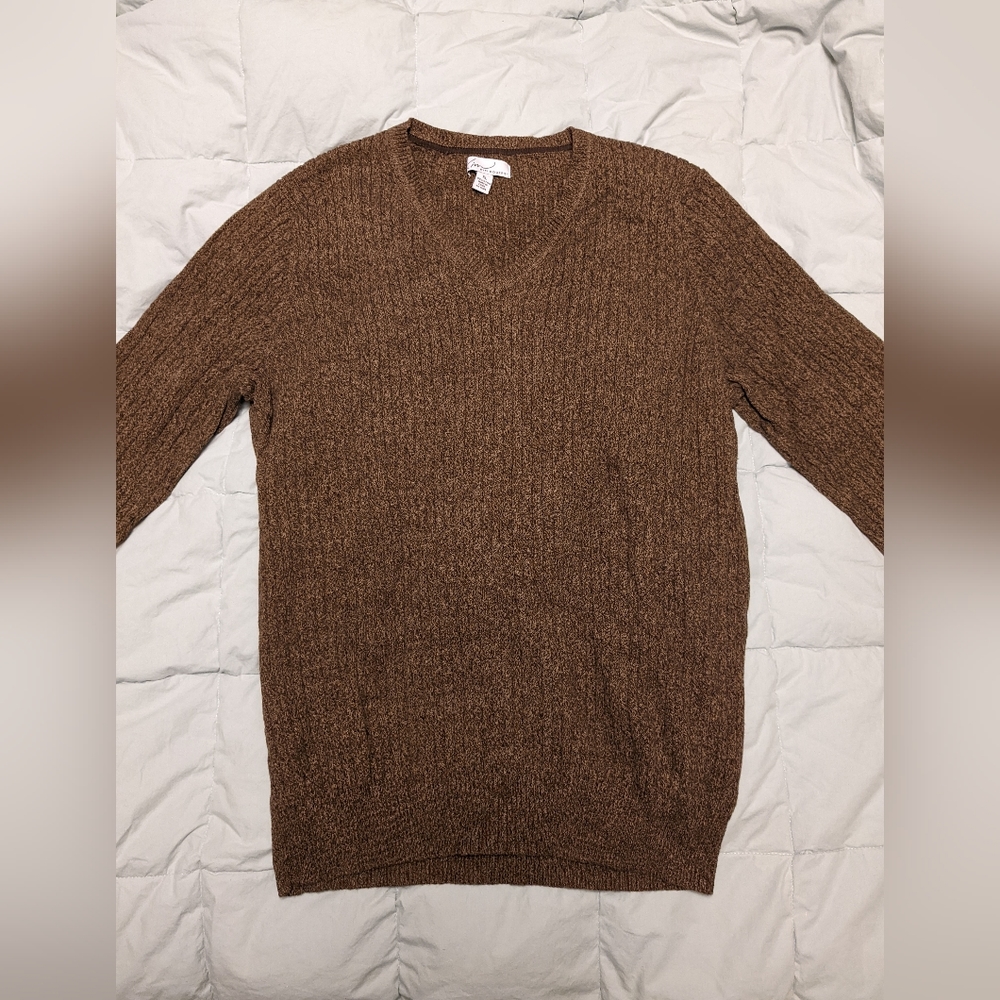 Kim Rogers Golden Brown V Neck Sweater Women XL Winter